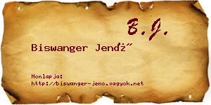 Biswanger Jenő névjegykártya